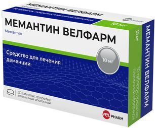 Мемантин велфарм 10мг 30 шт. таблетки покрытые пленочной оболочкой Мемантин велфарм 10мг 30 шт. таблетки покрытые пленочной оболочкой