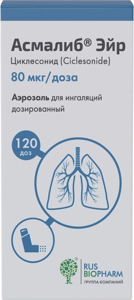 Асмалиб Эйр 80мкг/доза 120доз аэрозоль для ингаляций дозированный Асмалиб Эйр 80мкг/доза 120доз аэрозоль для ингаляций дозированный