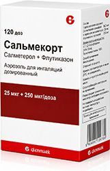 Сальмекорт 25мкг+250мкг/доза 120доз аэрозоль для ингаляций дозированный Гленмарк Сальмекорт 25мкг+250мкг/доза 120доз аэрозоль для ингаляций дозированный Гленмарк