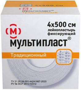 Мультипласт лейкопластырь 4х500см на тканевой основе Мультипласт лейкопластырь 4х500см на тканевой основе