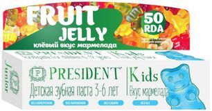 Президент Кидс зубная паста для детей 3-6 лет со вкусом Мармелад без фтора 50мл