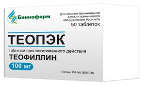 Теопэк 100мг 50 шт. таблетки с пролонгированным высвобождением Теопэк 100мг 50 шт. таблетки с пролонгированным высвобождением