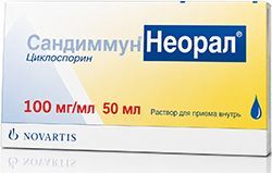 Сандиммун неорал 100мг/мл 50мл раствор для приема внутрь Сандиммун неорал 100мг/мл 50мл раствор для приема внутрь