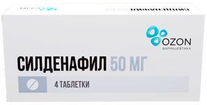 Силденафил 50мг 4 шт. таблетки покрытые пленочной оболочкой Озон Силденафил 50мг 4 шт. таблетки покрытые пленочной оболочкой Озон