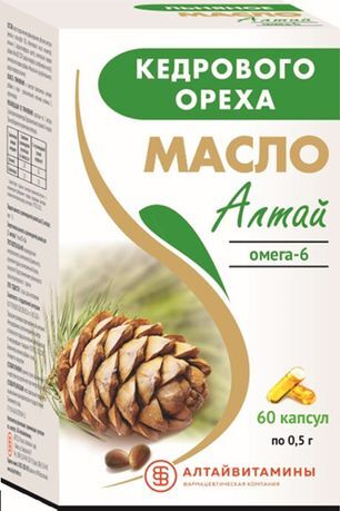 Масло Кедрового Ореха Алтай капсулы 0,5г 60 шт. Алтайвитамины Масло Кедрового Ореха Алтай капсулы 0,5г 60 шт. Алтайвитамины