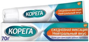 Корега Ежедневная защита, нейтральный вкус, крем для фиксации зубных протезов, 70г Корега Ежедневная защита, нейтральный вкус, крем для фиксации зубных протезов, 70г
