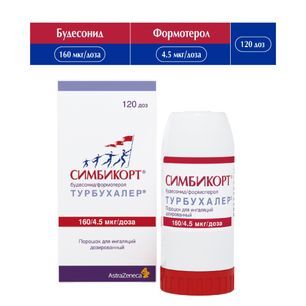Симбикорт Турбухалер 160мкг/4,5мкг 120доз порошок для ингаляций дозированный Симбикорт Турбухалер 160мкг/4,5мкг 120доз порошок для ингаляций дозированный
