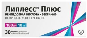 Липлесс Плюс 180мг+10мг 30 шт. таблетки покрытые пленочной оболочкой Липлесс Плюс 180мг+10мг 30 шт. таблетки покрытые пленочной оболочкой