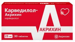 Карведилол-Акрихин 25мг 30 шт. таблетки Акрихин Карведилол-Акрихин 25мг 30 шт. таблетки Акрихин