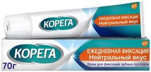 Корега Ежедневная защита, нейтральный вкус, крем для фиксации зубных протезов, 70г