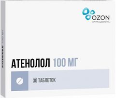 Атенолол 100мг 30 шт. таблетки покрытые пленочной оболочкой Озон