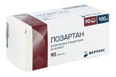 Лозартан-Вертекс 100мг 90 шт. таблетки покрытые пленочной оболочкой Лозартан-Вертекс 100мг 90 шт. таблетки покрытые пленочной оболочкой