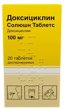Доксициклин Солюшн Таблетс 100мг 20 шт. таблетки диспергируемые Доксициклин Солюшн Таблетс 100мг 20 шт. таблетки диспергируемые