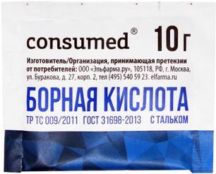 Консумед борная кислота порошок с тальком 10г Консумед борная кислота порошок с тальком 10г