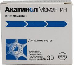 Акатинол Мемантин 10мг 30 шт. таблетки покрытые пленочной оболочкой Merz Pharma GmbH & Co. KgaA Акатинол Мемантин 10мг 30 шт. таблетки покрытые пленочной оболочкой Merz Pharma GmbH & Co. KgaA