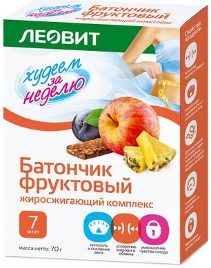 Леовит Биослимика батончик фруктовый Жиросжигающий комплекс 10г 7 шт.