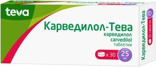 Карведилол-тева 25мг 30 шт. таблетки Карведилол-тева 25мг 30 шт. таблетки