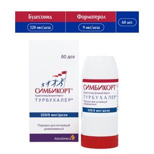 Симбикорт Турбухалер 320мкг/9мкг 60доз порошок для ингаляций дозированный Симбикорт Турбухалер 320мкг/9мкг 60доз порошок для ингаляций дозированный