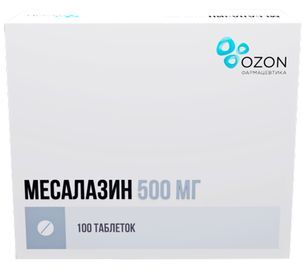 Месалазин 500мг 100 шт. таблетки кишечнорастворимые покрытые оболочкой Месалазин 500мг 100 шт. таблетки кишечнорастворимые покрытые оболочкой
