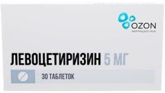 Левоцетиризин 5мг 30 шт. таблетки покрытые пленочной оболочкой Левоцетиризин 5мг 30 шт. таблетки покрытые пленочной оболочкой