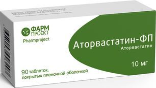 Аторвастатин-фп 10мг 90 шт. таблетки покрытые пленочной оболочкой Аторвастатин-фп 10мг 90 шт. таблетки покрытые пленочной оболочкой