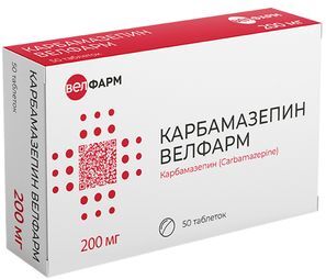 Карбамазепин Велфарм 200мг 50 шт. таблетки Велфарм Ооо/Марбиофарм