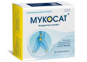 Мукосат 100мг/мл 2мл 10 шт. раствор для внутримышечного и в/суставного введения Мукосат 100мг/мл 2мл 10 шт. раствор для внутримышечного и в/суставного введения
