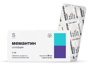 Мемантин солофарм 20мг 30 шт. таблетки покрытые пленочной оболочкой Мемантин солофарм 20мг 30 шт. таблетки покрытые пленочной оболочкой