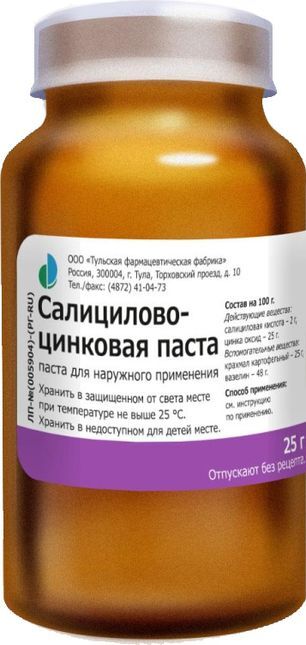 Салицилово-Цинковая 25г паста для наружного применения Тульская фармацевтическая фабрика Салицилово-Цинковая 25г паста для наружного применения Тульская фармацевтическая фабрика
