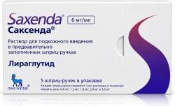 Саксенда 6мг/мл 3мл 5 шт. раствор для подкожного введения Саксенда 6мг/мл 3мл 5 шт. раствор для подкожного введения