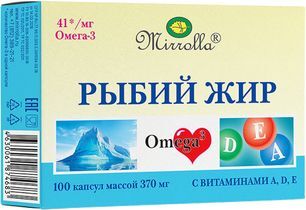 Мирролла Рыбий Жир капсулы с витаминами А, Д, Е 100 шт. Мирролла Рыбий Жир капсулы с витаминами А, Д, Е 100 шт.
