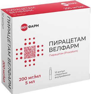 Пирацетам велфарм 200мг/мл 5мл 10 шт. раствор для внутривенного введения Пирацетам велфарм 200мг/мл 5мл 10 шт. раствор для внутривенного введения