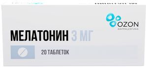 Мелатонин 3мг 20 шт. таблетки покрытые пленочной оболочкой Мелатонин 3мг 20 шт. таблетки покрытые пленочной оболочкой