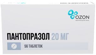 Пантопразол 20мг 56 шт. таблетки кишечнорастворимые покрытые оболочкой Пантопразол 20мг 56 шт. таблетки кишечнорастворимые покрытые оболочкой