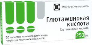 Глютаминовая кислота 250мг 10 шт. таблетки покрытые кишечнорастворимой оболочкой татхимфарм Глютаминовая кислота 250мг 10 шт. таблетки покрытые кишечнорастворимой оболочкой татхимфарм