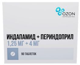 Индапамид+Периндоприл 1,25мг+4мг 90 шт. таблетки Индапамид+Периндоприл 1,25мг+4мг 90 шт. таблетки