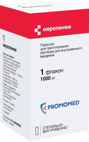 Меропенем 1000мг порошок для приготовления раствора для внутривенного введения Меропенем 1000мг порошок для приготовления раствора для внутривенного введения