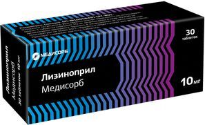 Лизиноприл 10мг 30 шт. таблетки Лизиноприл 10мг 30 шт. таблетки