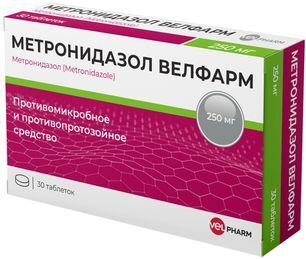 Метронидазол велфарм 250мг 30 шт. таблетки