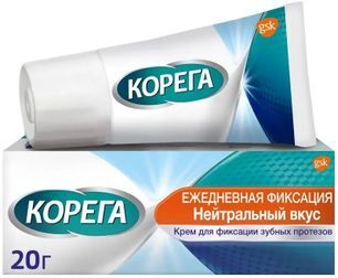 Корега крем для фиксации зубных протезов Нейтральный вкус 20г Корега крем для фиксации зубных протезов Нейтральный вкус 20г