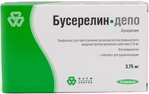 Бусерелин-Депо 3,75мг 1 шт. лиофилизат для приготовления суспензии для внутримышечного введения пролонгированного действия Бусерелин-Депо 3,75мг 1 шт. лиофилизат для приготовления суспензии для внутримышечного введения пролонгированного действия