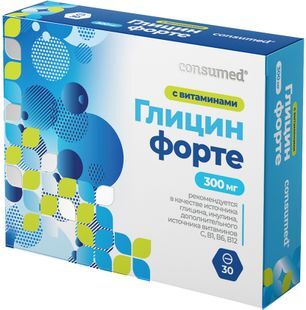 Консумед Глицин Форте таблетки с витаминами 30 шт. Квадрат-С Консумед Глицин Форте таблетки с витаминами 30 шт. Квадрат-С