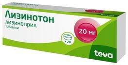 Лизинотон 20мг 28 шт. таблетки Actavis Group Лизинотон 20мг 28 шт. таблетки Actavis Group