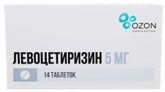 Левоцетиризин 5мг 14 шт. таблетки покрытые пленочной оболочкой Левоцетиризин 5мг 14 шт. таблетки покрытые пленочной оболочкой