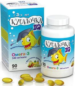 Кусалочка Iq Омега-3 капсулы жевательные для детей 90 шт.