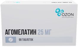 Агомелатин 25мг 98 шт. таблетки покрытые пленочной оболочкой Агомелатин 25мг 98 шт. таблетки покрытые пленочной оболочкой