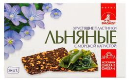 Льняные Хрустящие Пластинки Биокор С Морской Капустой 30 шт. Биокор