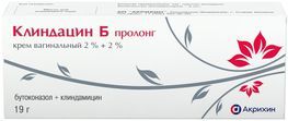 Клиндацин б пролонг 2%+2% 19г крем вагинальный с аппликатором Клиндацин б пролонг 2%+2% 19г крем вагинальный с аппликатором