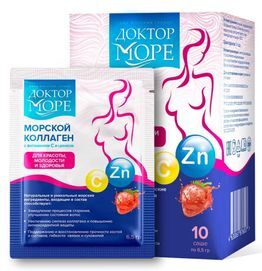 Доктор Море Морской Коллаген порошок со вкусом Клубники 6,5г 10 шт.