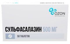 Сульфасалазин 500мг 50 шт. таблетки покрытые пленочной оболочкой Озон Сульфасалазин 500мг 50 шт. таблетки покрытые пленочной оболочкой Озон